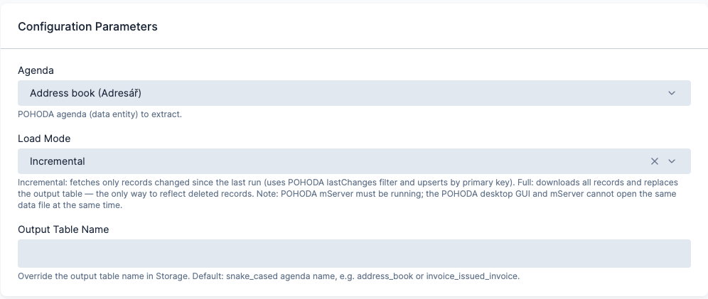 Screenshot - POHODA mServer row configuration
